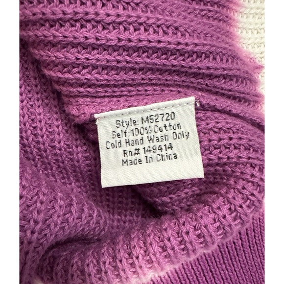 Johnny Was Tie Dye Striped Pullover Sweater Purple White V Neck Cotton Small - Picture 8 of 8
